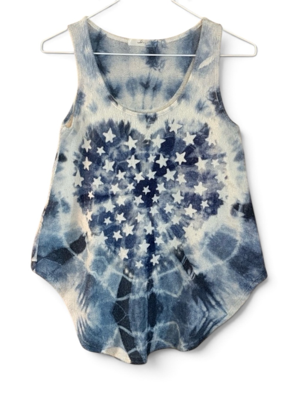 Gaze Knit Tie Dye Hearts Stars Sleeveless Swing Top